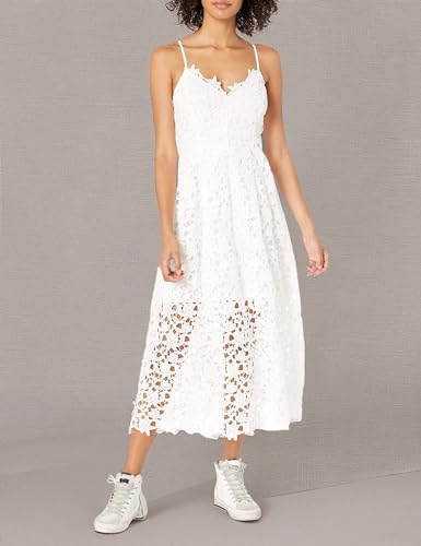 ASTR the label womens Sleeveless Lace Fit & Flare Midi Dress, White, X-Small US
