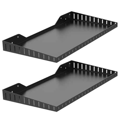 2 Pack Garage Wall Shelf, 1X2 Ft Heavy Duty Shelving, Wall Mounted Storage Rack, Black Shelves for Garage, Office, Basement and Kitchen