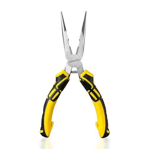 BOOSDEN¢ç 8 inch Needle Nose Pliers with Side Cutters, Precision Long Nose Pliers with Wire Cutters, Professional Needle Nose Spring Loaded Pliers, Used for Cutting Clamping Pinching Jewelry Making