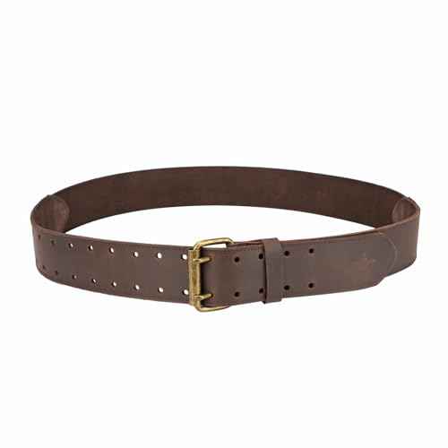 Tourbn Tourbon Leather Workshop Tool Work Belt 2'' Wide with Double Prong Tongue Roller Buckle 48 inch, Brown Black, 136.5*6.5cm