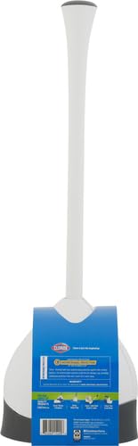 Clorox Toilet Plunger with Hideaway Holder Caddy Heavy-Duty Compact Design with Non-Skid Rubber Base for Bathroom Convenient Storage Toilet Unclogger, 6.5x19.5-Inch, White