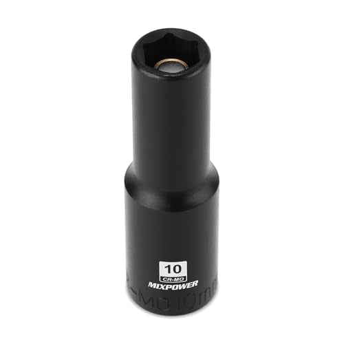 MIXPOWER 3/8" Drive Deep Magnetic Impact Socket, 6 Point, 10mm, Metric, CR-MO