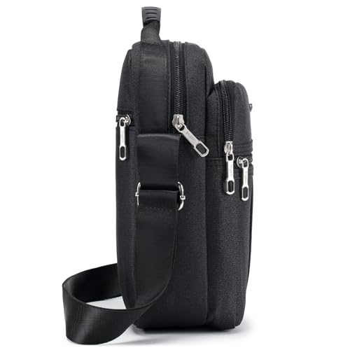 SPAHER Men Handbags Shoulder Bags Messenger Business Bag Crossbody Satchel Sling Travel Bag Daily Man Bag with Adjustable Shoulder Strap for Ipad 9.7 Inch Black