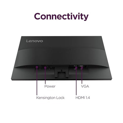 Lenovo L22e-40 Monitor, 21.45” FullHD Resolution, 250 nits Brightness, 75Hz Refresh Rate, AMD FreeSync, HDMI and VGA Ports, Tilt-Adjustable Stand, Natural Low Blue Light, Cloud Grey