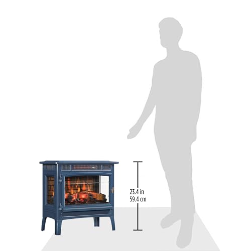 duraflame Freestanding Electric Fireplace Stove Heater with 3D Flame Effect for 1,000 Sq. Ft. Room, Navy
