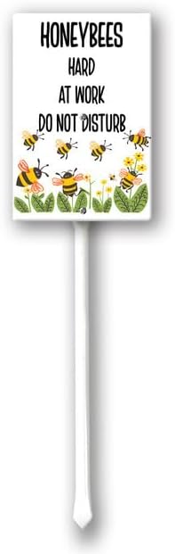 Uptell Honeybees Hard At Work Do Not Disturb Yard Signs with Stakes Aluminum Sign for House/Front Door and Business Outdoor Decoration 7x8.8 Inch