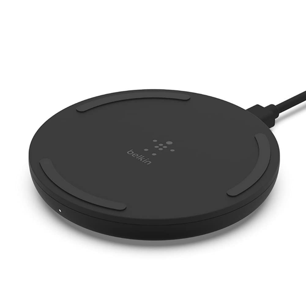 Belkin Quick Charge Wireless Charging Pad - 10W Qi-Certified Charger Pad for Apple iPhone, Samsung Galaxy, Pixel, Airpods Pro & More, Charge While Listening to Music, Streaming Videos - Black (No PSU)