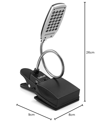 Daffodil ULT300 Clip-On Reading Light – Flexible Gooseneck Book Light with Large Clamp, USB or 4xAA Battery Powered, 3 Brightness Levels, Lamp for Headboard, Desk, Bedside or Bed - Black