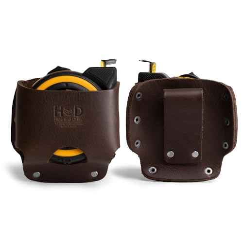 Hide & Drink, Large Tape Measure Holder, Tool Holster w/Easy Belt Loop for Handymen, Carpenters, Electricians, Durable Hammer Pouch, Full Grain Leather, Handmade