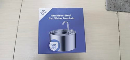 Cat Water Fountain Stainless Steel: 74oz/2.2L Cat Fountain for Drinking - Pet Water Fountain for Cats Inside - Quiet Cats Water Bowl Dispenser - Kitty Drinking Fountains - for Pets& Small Animals