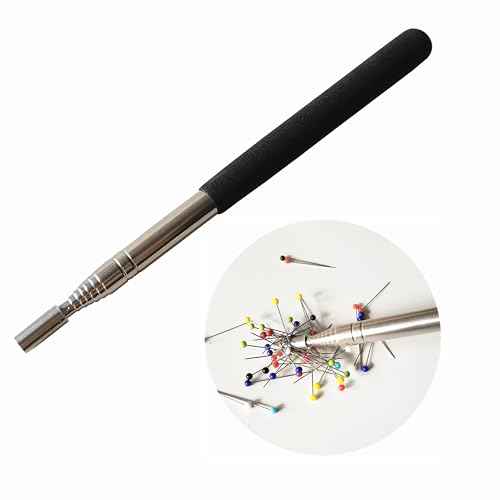 HONEYSEW Needle Stick and Pin Retriever Telescoping Magnetic Pickup Tool Extends to 39¡±, Picks Up Metal Sewing Notions Without Bending Over, Extendable Magnet Sweeper
