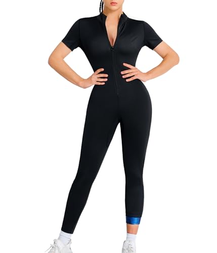 Junlan Sauna Suit Women Full Body Sauna Sweat Suit(Blue,Small)