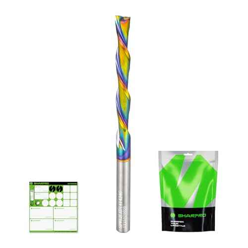 1/4 Downcut Router Bit 1/4 Inch Shank, Extra Long Spiral CNC Router Bits, Carbide Down Cut End Mill for Woodworking, Engraving, Plywood, Mortise and Acrylic