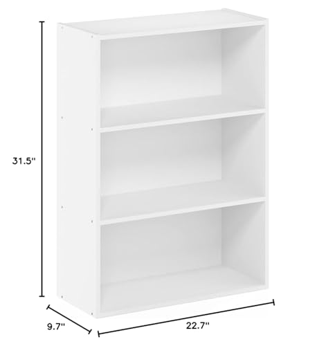 Furinno Pasir 3-Tier Open Shelf Bookcase, Plain White