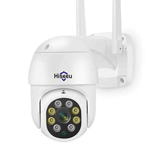 Hiseeu 2K 3MP PTZ Security Camera Outdoor,WiFi Camera, Auto Tracking&Light Alarm Floodlight & Color Night Vision,Two-Way Audio, Plug-in Cable,Compatible Wireless Camera System