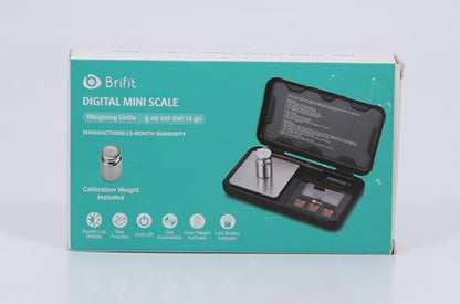 Brifit Digital Pocket Scale, Precision Mini Scale with Backlit LCD, PCS, Tare Function, 200g/0.01g Digital Scale with 50g Calibration Weights for Chiristmas Gift (Batteries, Tweezers Included)