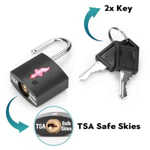 DUALCROWN TSA Approved Locks for Luggage Set of 8 TSA Accepted Key Travel Suitcase Locks Padlock Apply to Locker Lock, Suitcase, Carry On, Backpack, Laptop Bag (Black 8 Pack)