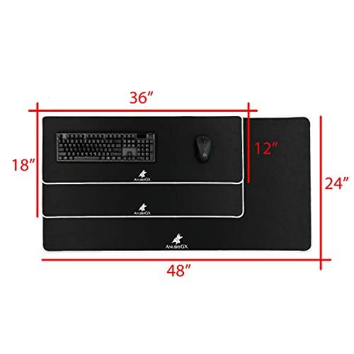 AnubisGX (68 Color/Size Options) Gaming Mouse Pad (Extended: 36x12), Black Pad with Stealth Black Stitching. Best Premium Waterproof Non RGB Non-Slip Computer Gaming XL Desk Mat