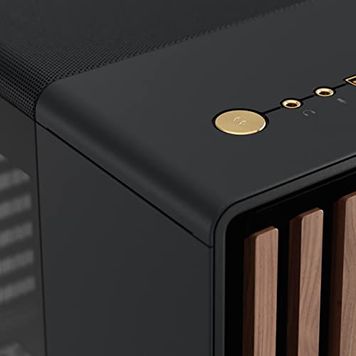 Fractal Design North Charcoal Black Tempered Glass Dark - Wood Walnut front - Glass side panel - Two 140mm Aspect PWM fans included - Type C USB - ATX Airflow Mid Tower PC Gaming Case