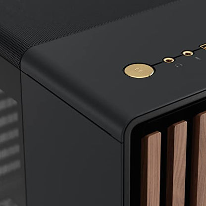 Fractal Design North Charcoal Black Tempered Glass Dark - Wood Walnut front - Glass side panel - Two 140mm Aspect PWM fans included - Type C USB - ATX Airflow Mid Tower PC Gaming Case