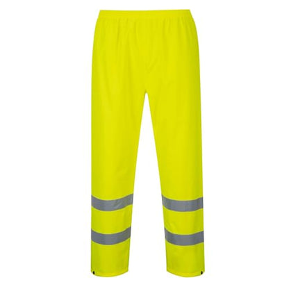 Portwest H441 Waterproof Hi Vis Reflective Safety Rain Pants Lightweight Waterproof Elasticated Waistband Over Work Trousers Mens Workwear Yellow, Large