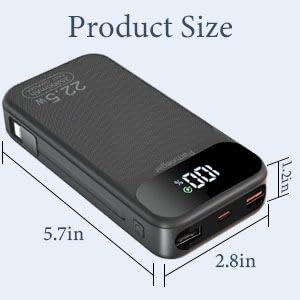 Power Bank 25800mAh Fast Charging Built-in 2 cables, 22.5W Portable Charger, Portable USB C Power bank Battery Pack with LCD Display Powerbank for Smartphones Tablets and More