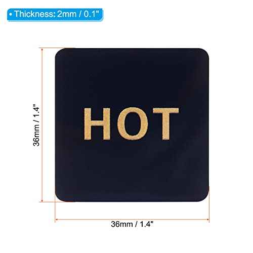 PATIKIL Self Stick Hot/Cold Water Label, 2 Pairs/4 Pack Acrylic Square Sticker Signs for Faucets Sinks, Black
