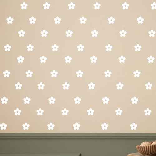 64 Flowers/Set of White Flower Pattern Wall Stickers for Children's Room Girl's Room Nursery (6.8X6.8CM)