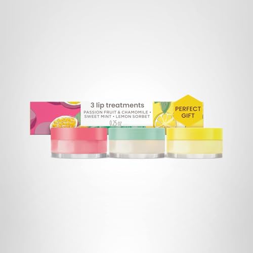 Burt's Bees Stocking Stuffers, 3 Overnight Lip Sleeping Mask Christmas Gifts Set - Exfoliating Scrub Restores, Hydrates & Smooths to Reduce Fine Lines, Passionfruit, Sweet Mint, Lemon Sorbet (3-Pack)
