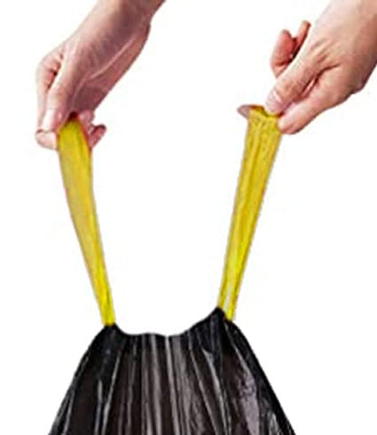 Haya Home 70L litre 40 Drawstring Bin Bags Heavy Duty Swing Bin Liners Black Plastic Refuse Sacks tie top handle large Waste Dustbin Bags for Kitchen Home Office DIY Garden 100% Recycled Material