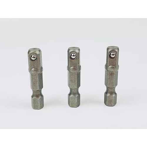 Stubby 1/4 Inch Impact Socket Adapter Bit Only 1.3 Inches Long 3 Pack Stubby 1/4 Inch Impact Socket Bit 1/4" Hex to 1/4" Square