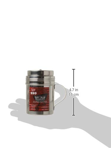 Tablecraft, 10 oz, Silver Stainless Steel Dry Rub Shaker with Handle, 10-Ounce (BBQ160H)