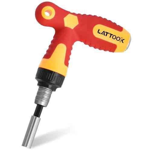 T Handle Ratchet Driver, LATTOOK 1/4¡± Ratcheting Bit Driver T Handle with Adjustable Extension, Non-slip Material, Screwdriver Handle for Holding Bits