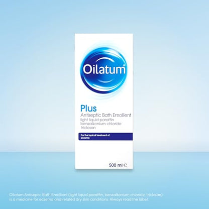 Oilatum Plus Antiseptic Emollient Bath Additive for Eczema and Dry Skin Conditions, Soothing and Hydrating Formula, Dermatologist Recommended Relief, 1 x 500ml