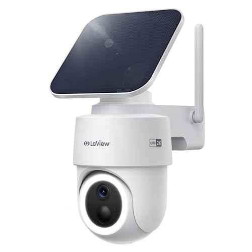 LaView 2K 3MP Solar Security Cameras Wireless Outdoor, Cameras for Home Security, 360¡Æ Pan & Tilt Rechargeable Battery Camera, IP65 Outdoor Camera, Color Night Vision, Two-Way Audio, Work with Alexa