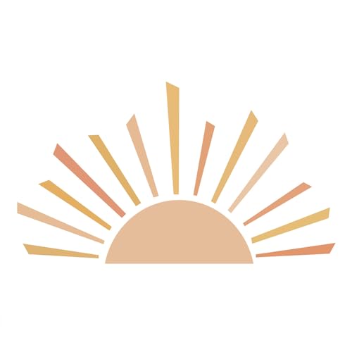 Large Half Sun Decor Nursery Wall Decal, 34"x59" Sunshine Stickers, Boho Wall Decals, Vinyl Peel and Stick Wall Stickers for Kids Bedroom Playroom Classroom Nursery Decor