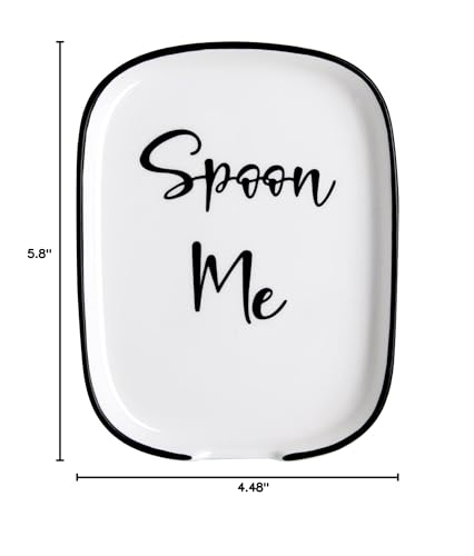 Ceramic Spoon Rest for Stove Top, Large Spoon Holder for Kitchen Counter, White Coffee Spoon Rest, Heat-Resistant Cooking Utensil Rest, Modern Farmhouse Kitchen Décor