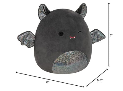 Squishmallows Original 8-Inch Emily Bat with Sparkly Ears and Belly - Medium-Sized Ultrasoft Official Jazwares Plush