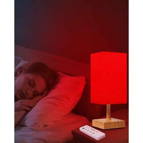 Red Light Night Light Lamp for Sleep, 670nm Red Nightlight Desk Lamp for Bedroom with Multi-Color and Brightness Options Remote Control USB Charging Elegant Design