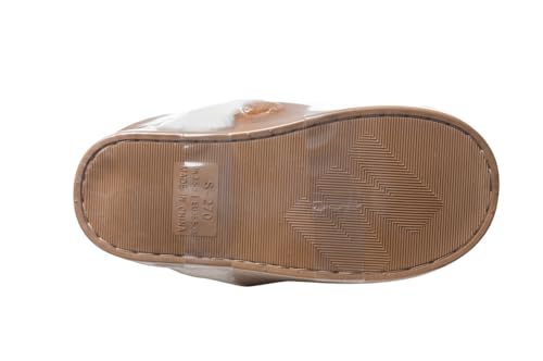 Misolin Womens Slipper Memory Foam Fluffy Slip-on House Suede Fur Lined/Anti-Skid Sole, Indoor & Outdoor Light Brown 5.5/6.5 UK, Light Brown