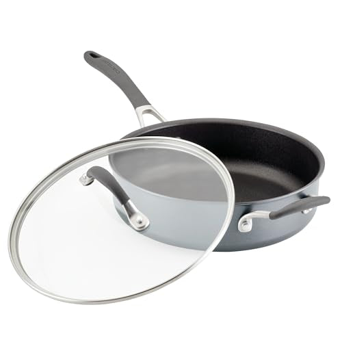 Circulon A1 Series with ScratchDefense Technology Nonstick Induction Sauté Pan with Helper Handle and Lid, 5 Quart, Graphite