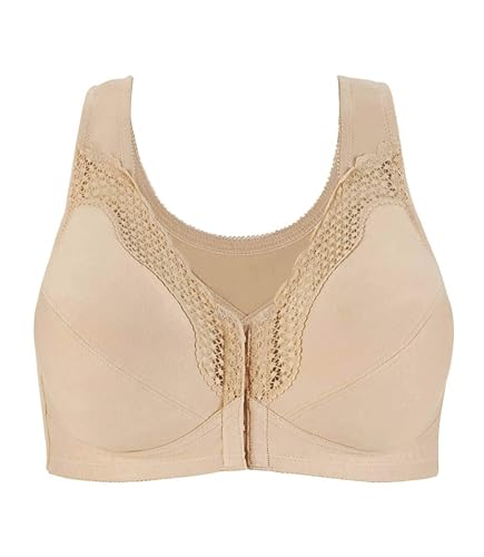 Exquisite Form 5100531 Women's FULLY Wireless Cotton Back & Posture Support Bra with Front Closure & Lace