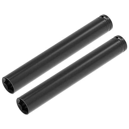2 Pcs 1/2 Inch Drive by 24mm(15/16-Inch) Deep Impact Socket, Heat-Treated CR-V Steel 8 Inch Length, 6-Point Metric Sizes