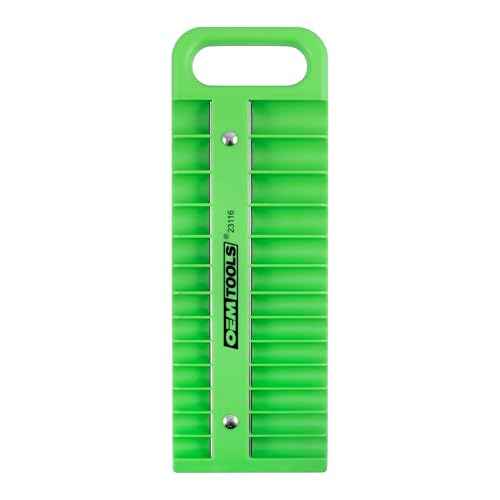 OEMTOOLS 23116 1/4" Drive Portable Magnetic Socket Organizer Tray, Magnetic Socket Holders Organizers For Tool Box, Shop, Or Garage, Holds Up To 26 Tools, Metric/SAE, Green