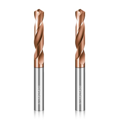 Solid Carbide 3/16" Drill Bits, Tungsten Carbide Drill Bit Set with TISIN Coated, Metal Drill Bit Set for Stainless Steel Hardened Steel Cast Iron Alloy Copper, 2 Pcs