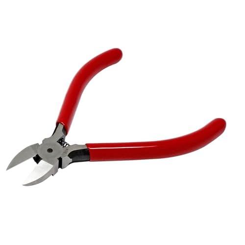 iexcell 4.0" Flush Cutter Side Cutter Wire Cutter Pliers Nippers Repair Tool, Red, Chrome-Vanadium Steel