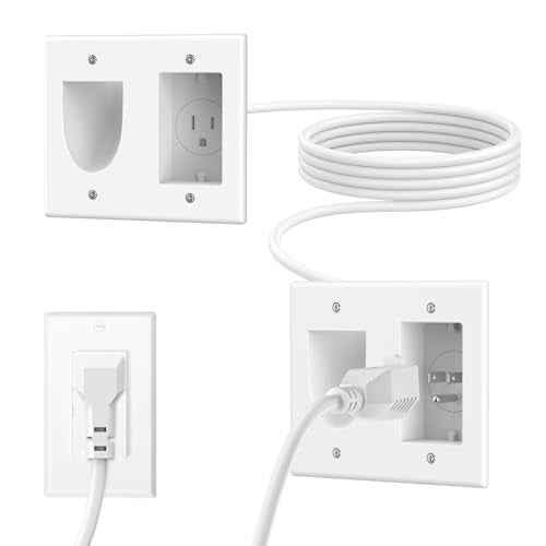 in Wall Cable Management Kit for Wall,Hide Cords Wall Mounted TV,Power Bridge Wall Kit for TV,Recessed Outlet for Organizing Cables Behind Wall-Mounted TV