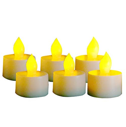 CANDLE CHOICE Battery Operated Flameless Tea Lights with Timer Realistic Flickering Fake Electric LED Tealight Candles Set for Halloween Christmas Party Wedding Decorations Batteries Included 6 Pack