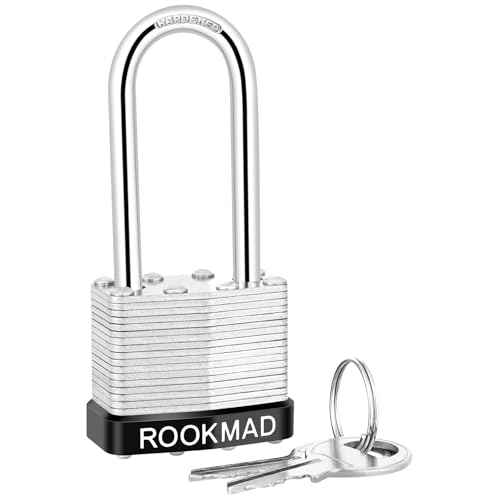 Keyed Padlocks, Laminated Steel Padlock, Keyed Alike Locks with Same Keys, Long Shackle, PE Plastic Hoop, The Lead Content of This Pad Lock complies with CA65, 20 Pack
