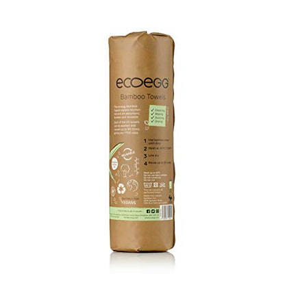 Ecoegg Bamboo Kitchen Towels | Reusable Eco Friendly Alternative to Kitchen Paper | Made from 100% Sustainable Sources | Super Absorbent | 20 White Towels | 1800 uses
